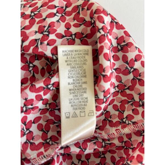 Max Studio Red Floral Peasant Blouse XXL Ruffle Tie Neck Balloon Sleeve Boho Top - Picture 6 of 9